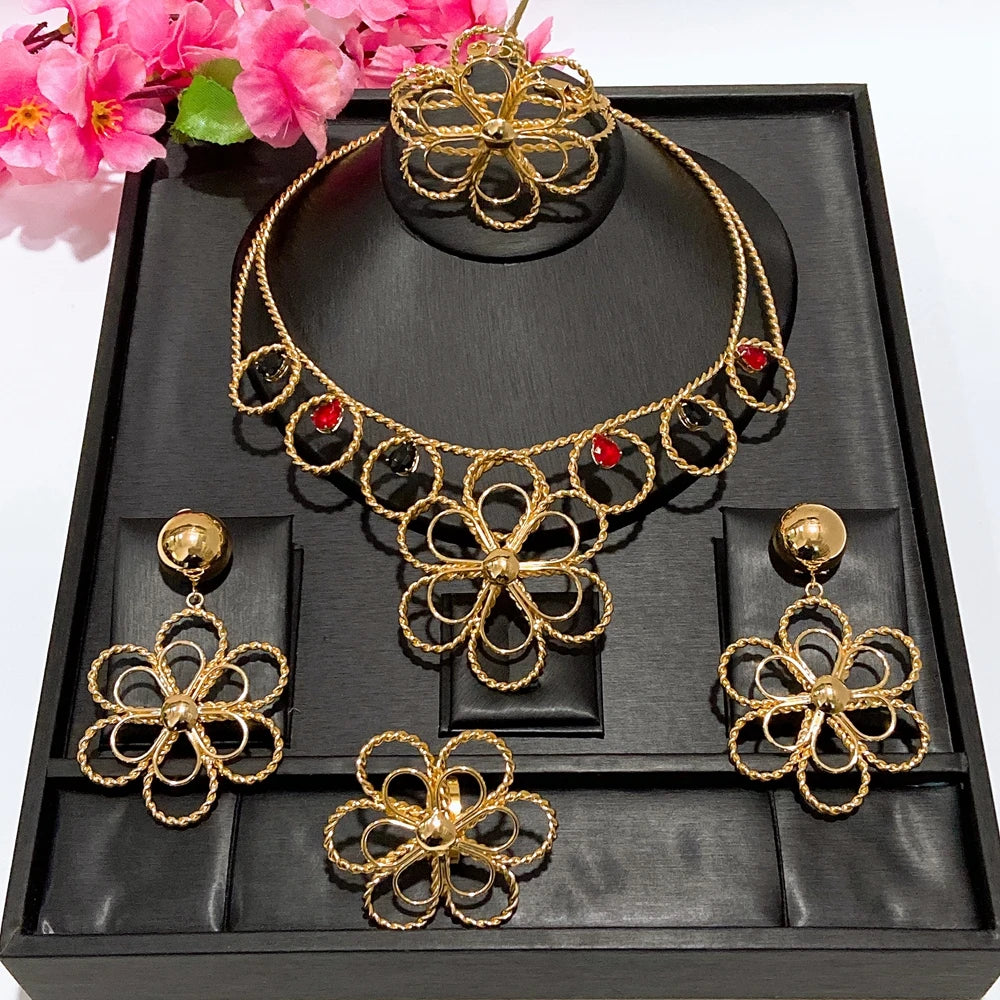 Italian Jewelry Set Alloy Brazilian Jewelry Sets Wedding Party Pendant Necklace  Earrings Jewelry Set  HK050022