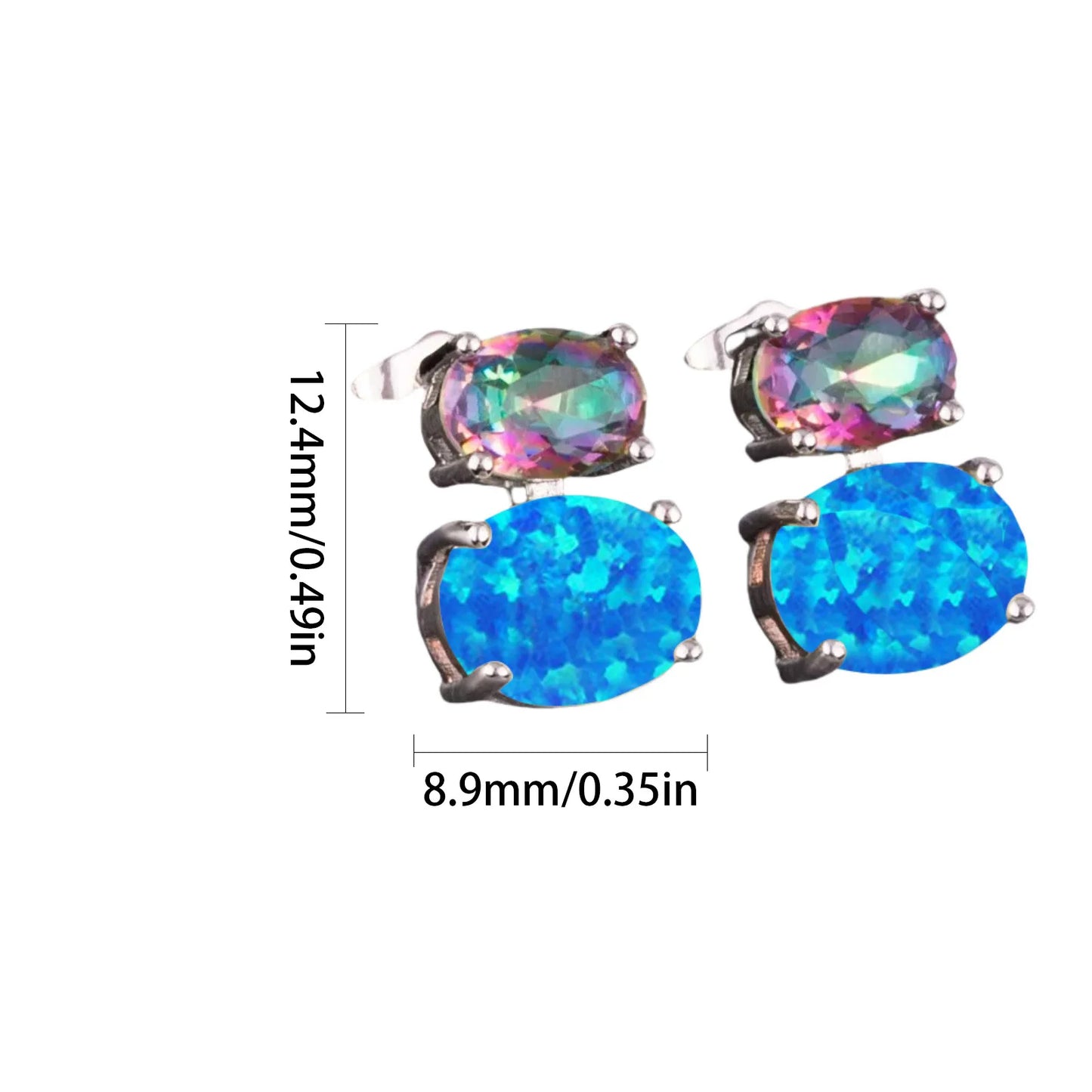 Hawaiian Vacation Vibes Oval Opal Hoop Studs TikTok Top Seller