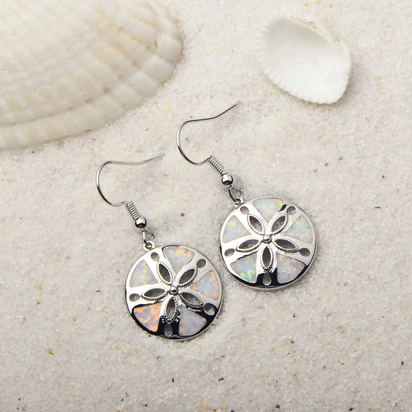 Geometric Opal Drop Earrings - Blue Fire Opal Solitaire & CZ Accent Design | Elegant Formal Jewelry Bulk Gifts