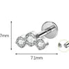 S&S ASTM F136 Titanium Labret Stud | Zircon | 83 Designs | Titanium & Gold