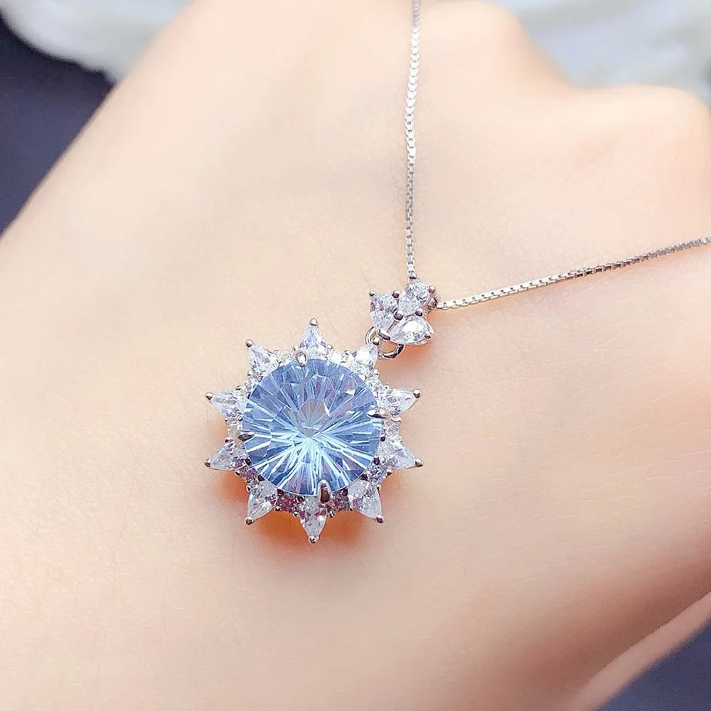 Gioiellieri Modern Minimalist 925 Sterling Silver Rhodium Plated Luxury Solitaire Fireworks Cutting Natural Crystal Pendant Necklace for