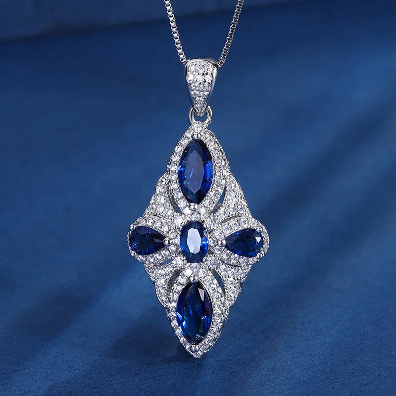Gemfiori Pigeon Blood Red Zirconia Super Sparkling Diamond Ring Pendant with Elegant Temperament and Cool Style Fashion Set