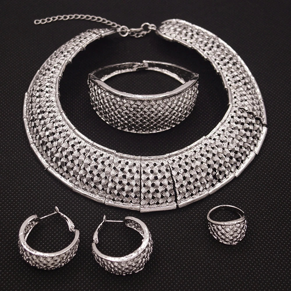 Zhuerrui Luxury Brazilian Gold Plated Jewelry Set Necklace Bracelet Earring Ring Nigerian Woman Wedding Jewelry Sets HC20120314