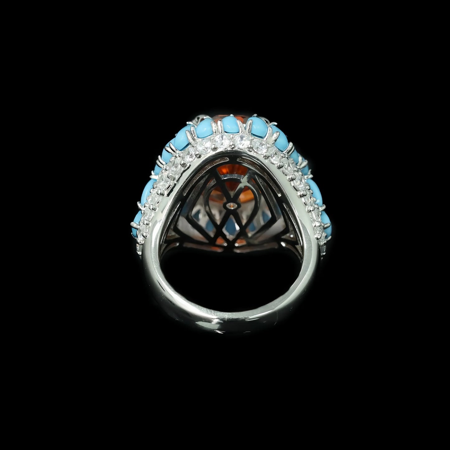 MUSHAN Jewelry Factory 925 Silver Jewelry Engagement Blue Turquoise Ring S 925 Sterling Silver Orange High Carbon Diamond Rings