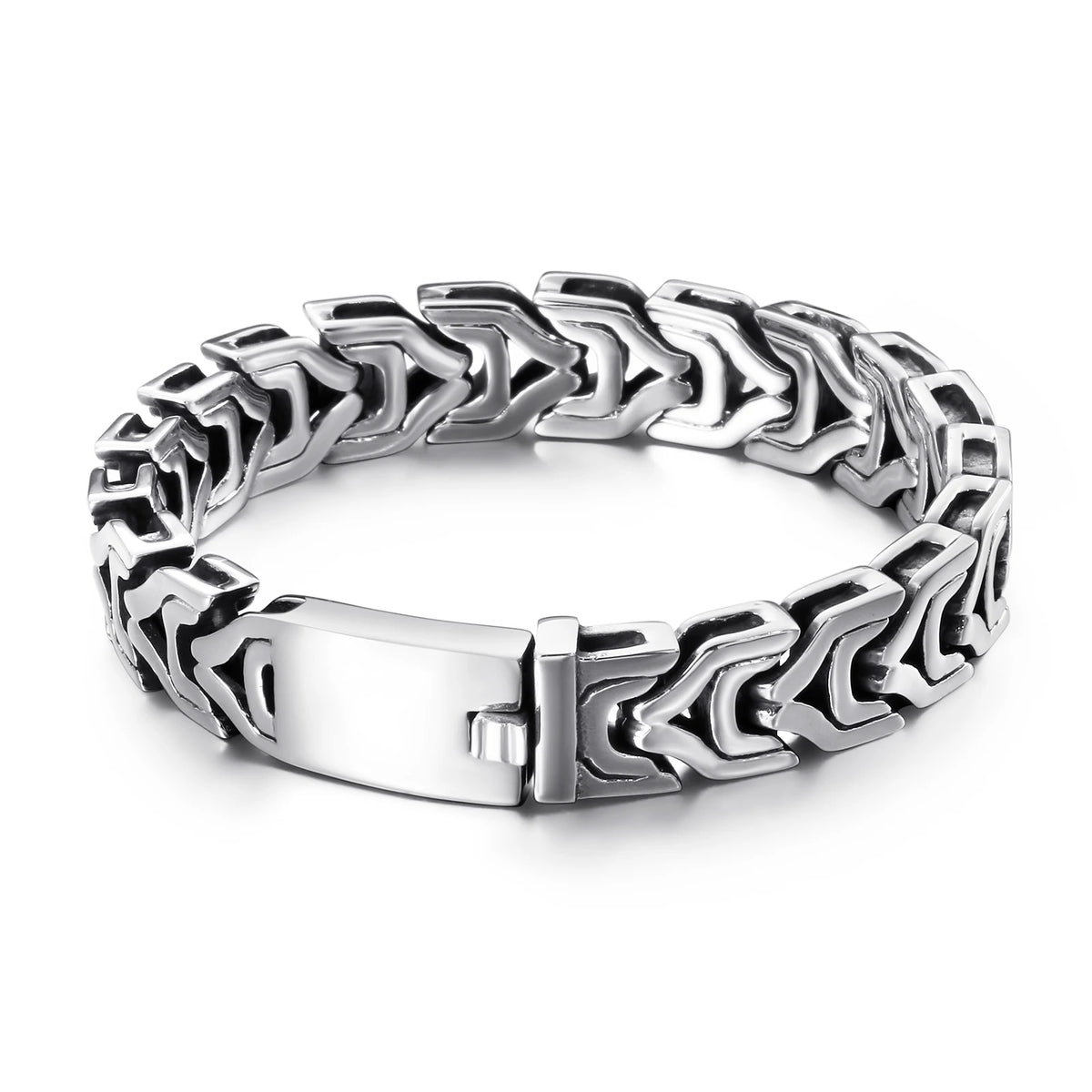 REBEL VIKING Dragon Keel Chain Bracelet – 316L Stainless Steel Silver