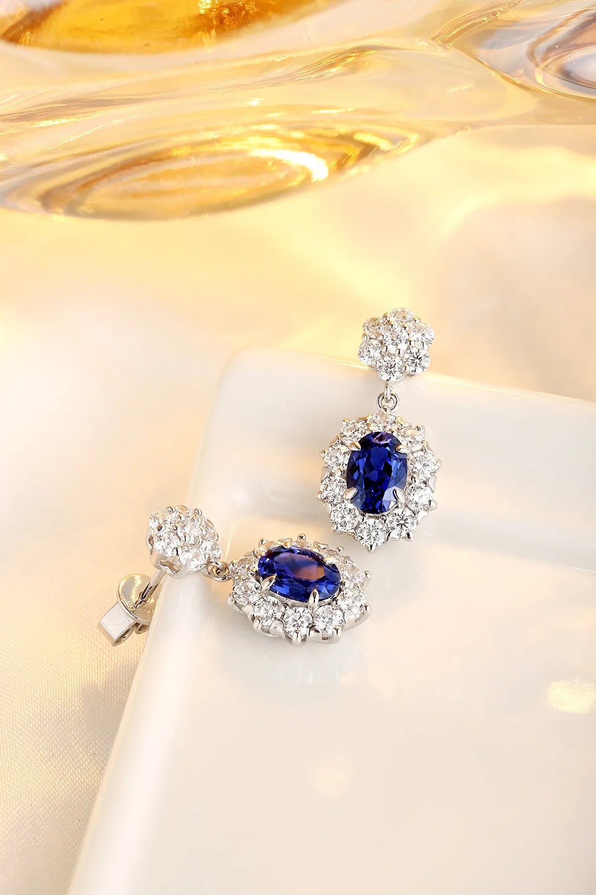 Gemfiori Anster High Quality S925 Lab Grown Sapphire Earring Stud Dainty Gemstone Stud Earrings for Women Daily Wear Gift