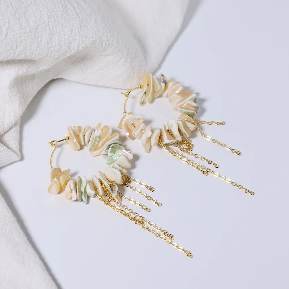 Natural Shell Stream Su Earrings Korean Style Women Luxury Jewelry Fashion Ladies and Girls Gift GE1579