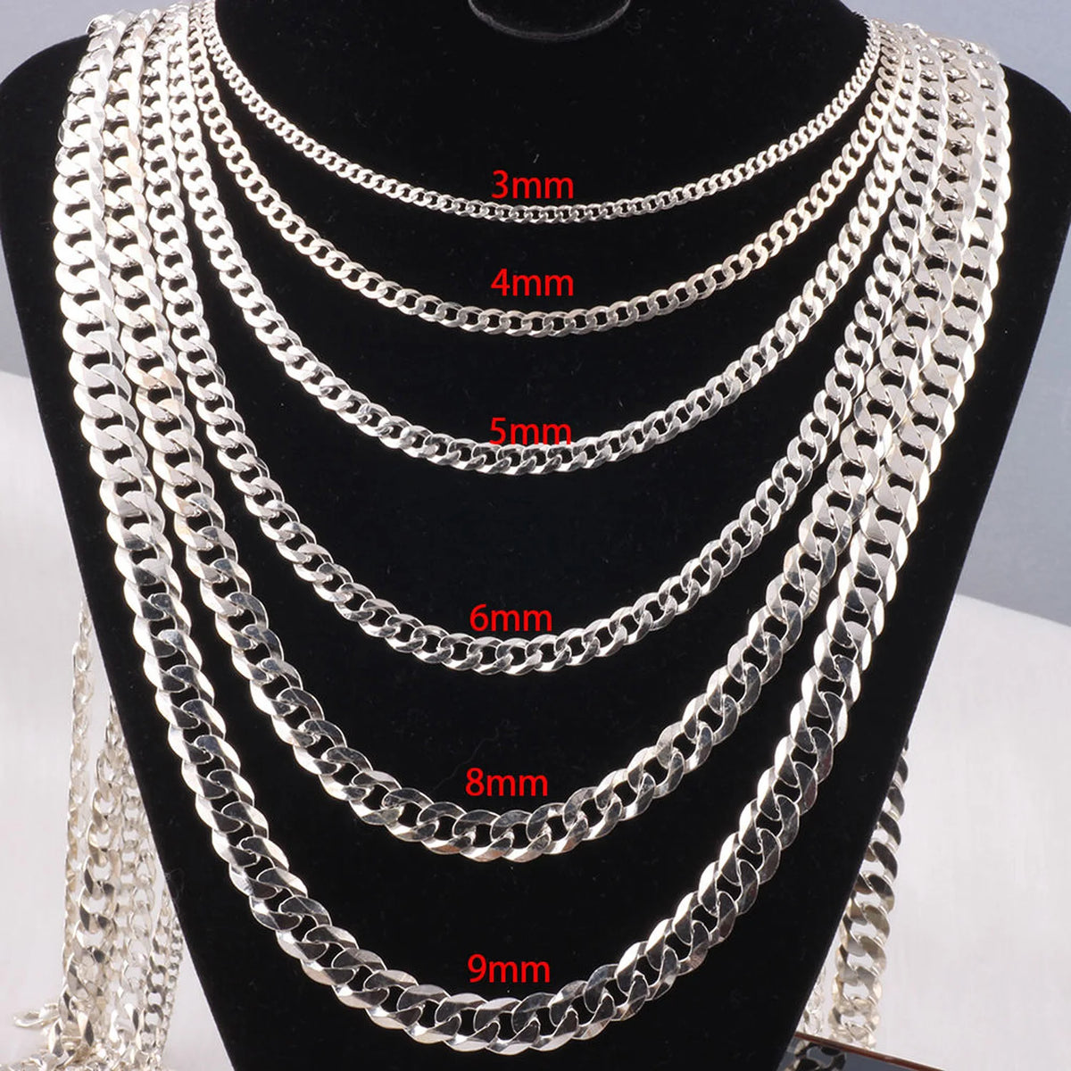BiG-BOSS Cadena 925 Sterling Silver Italy Fine Chain Necklaces Link Box Rope Figaro Snake Curb Cuban Bulk Jewelry for Women