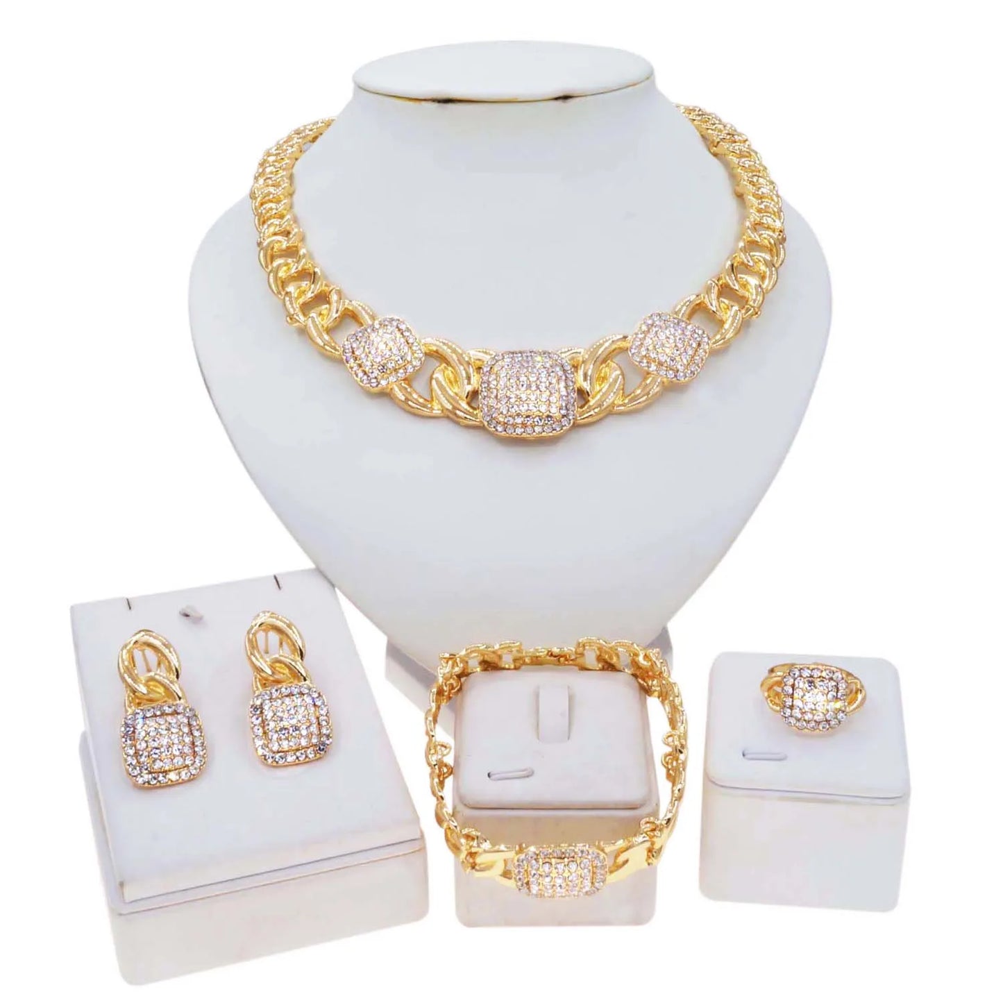 Zhuerrui High Quality Women's Jewelry Set Latest Bead Square Necklace Bracelet Jewelry Sets Favors Party Festival Gift HA20055