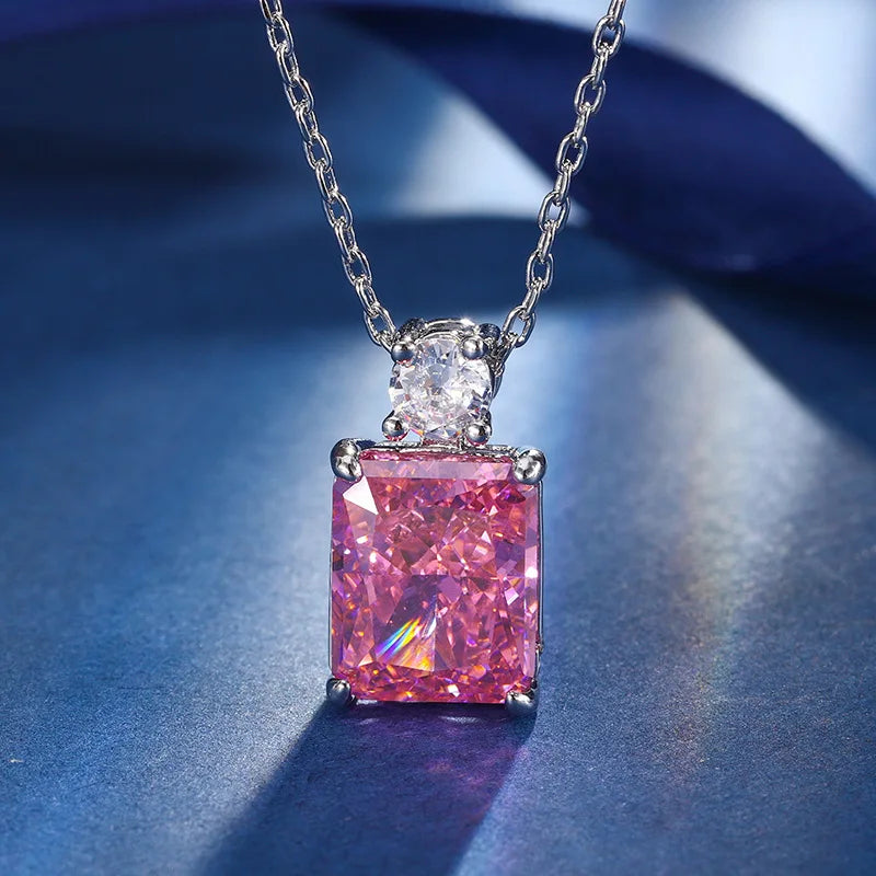 Gemfiori Yellow Perfume Bottle pink Sugar Cube Zircon Pendant Earrings Niche Design Luxury Temperament Set