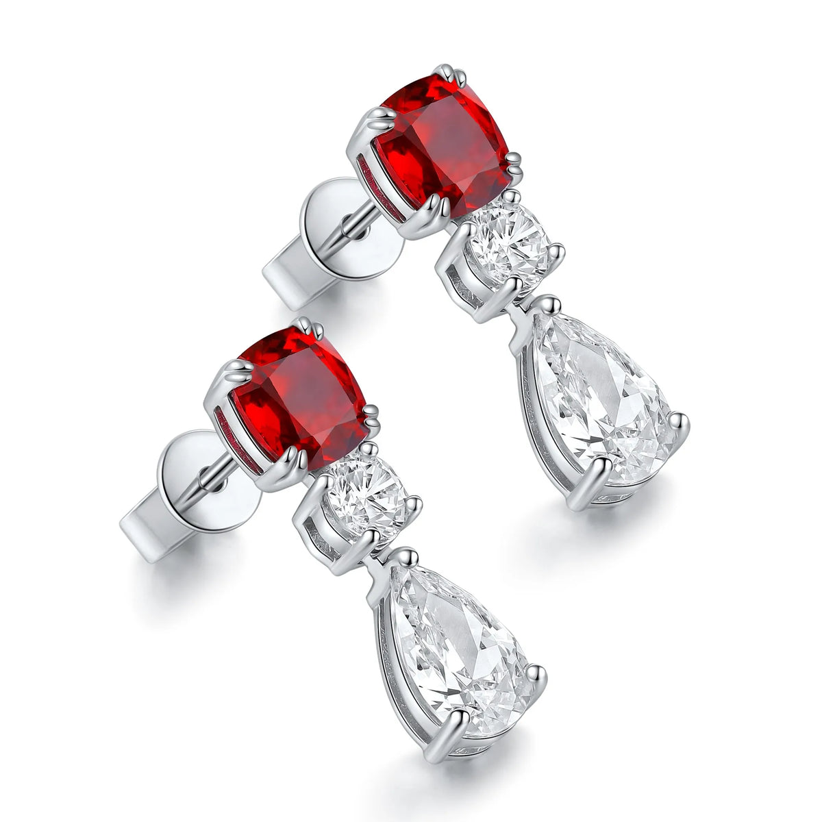 Gemfiori Anster High Quality S925 Lab Grown Ruby Earring Stud Dainty Gemstone Stud Earrings for Women Daily Wear Gift