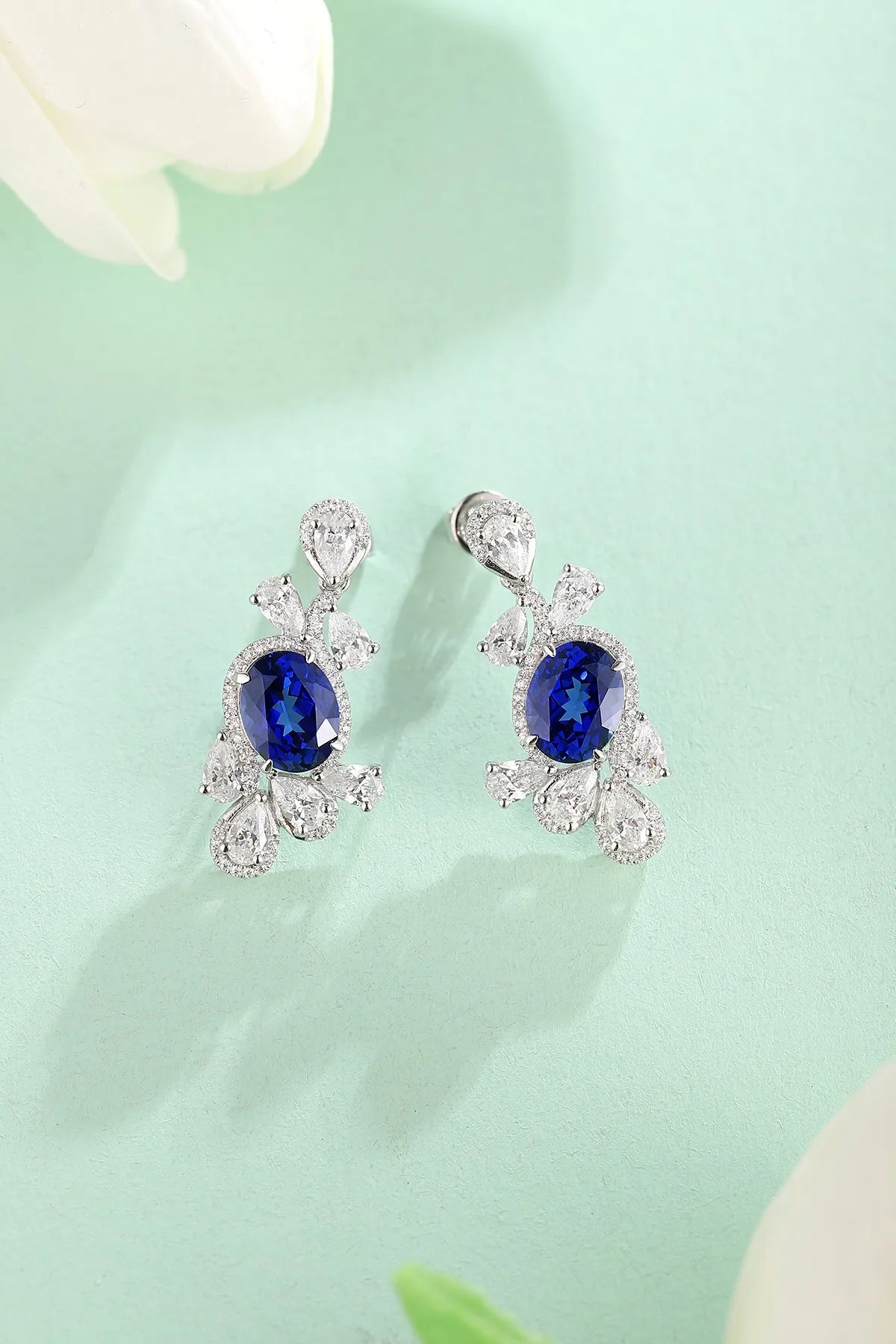 Gemfiori Anster High Quality S925 Lab Grown Sapphire Earring Stud Dainty Gemstone Stud Earrings for Women Daily Wear Gift
