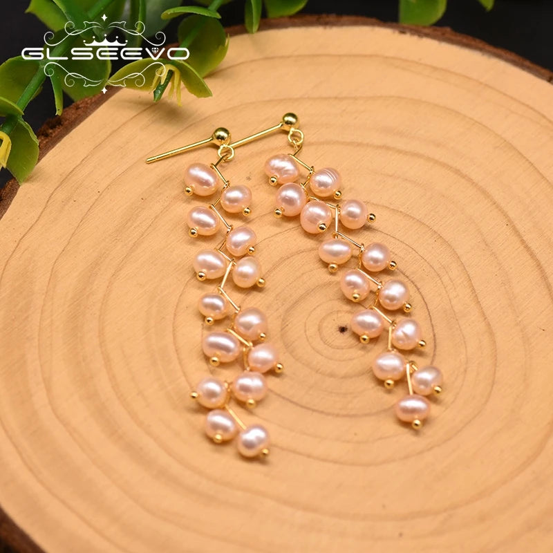 Natural Freshwater Pearl Handmade Long Tassel Drop Earrings for Women Engagement Fine Jewellery Joyero