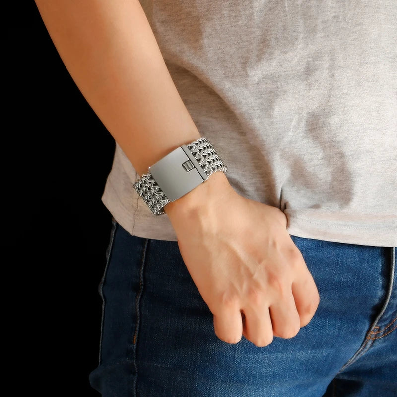 KALEN Personality Tennis Mesh Chain Shiny Bracelets Men 316L Stainless Steel Jewelry Bracelet