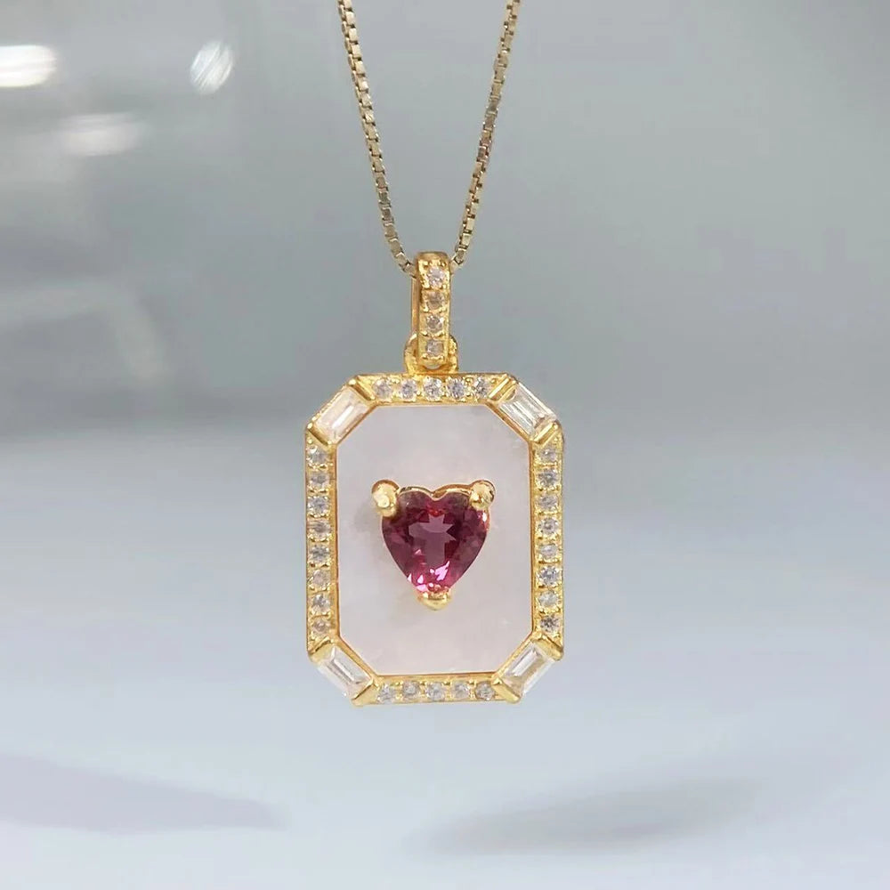 Gioiellieri Natural Pyrope Garnet S925 Silver Pendant with Red Crystal Gemstone for Women Luxury Jewelry January Birthstone Healing Stone