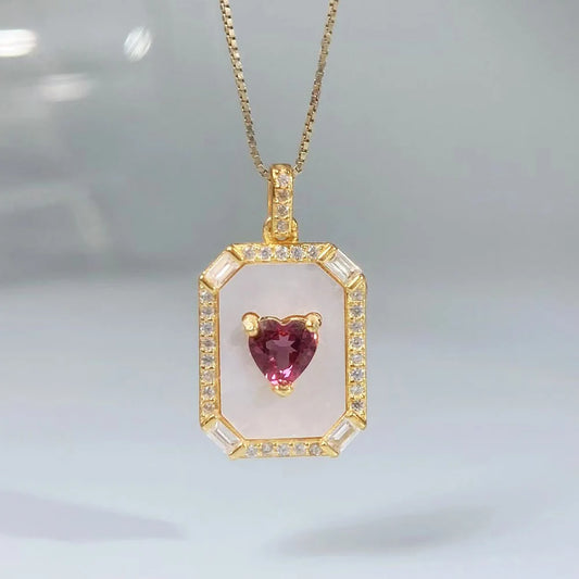 Gioiellieri Natural Pyrope Garnet S925 Silver Pendant with Red Crystal Gemstone for Women Luxury Jewelry January Birthstone Healing Stone