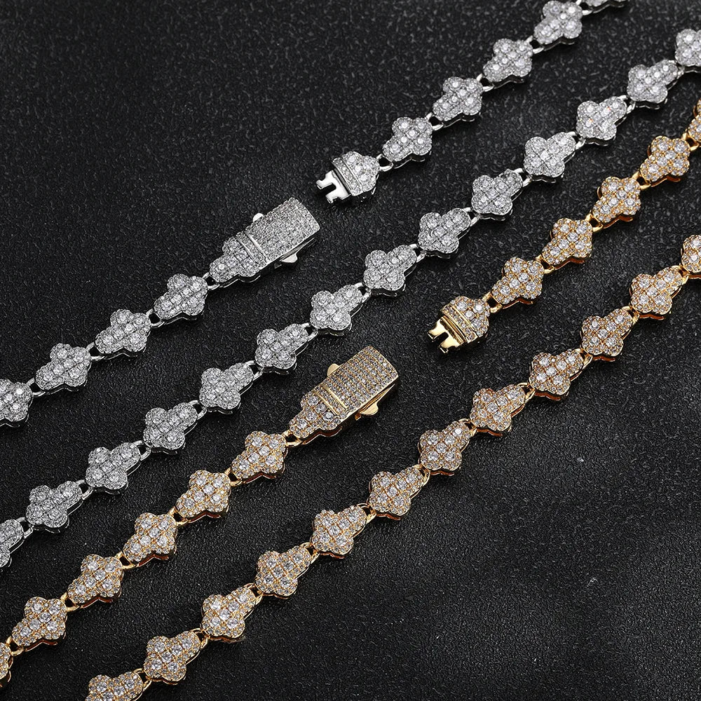 Luxury Zircon Bling Chain Cross Necklace for Unisex Factory Direct Hip-Hop Versatile Choker Necklace
