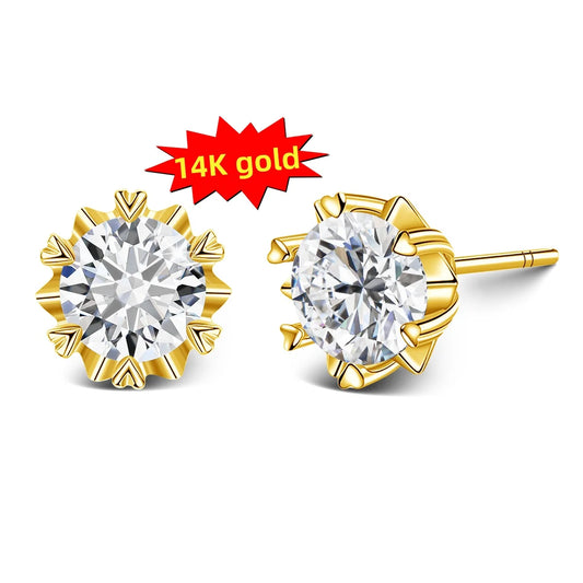 Gioiellieri High-end Jewelry Supplier Moissanite 0.5CT 1CT 2CT 14k Gold VVS1 Moissanite Stud Earrings With Gra Certificate
