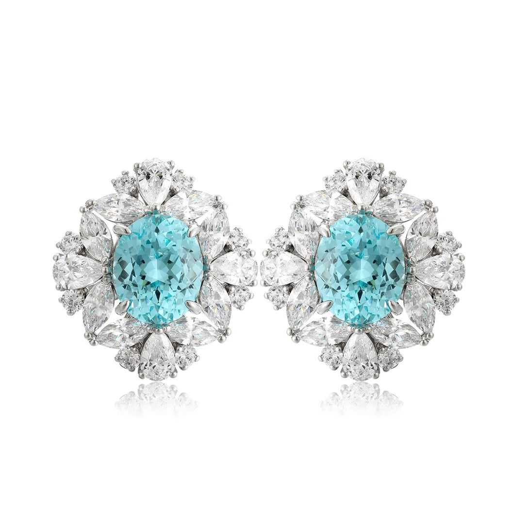 Gemfiori Anster High Quality S925 Lab Grown Paraiba Earring Stud Dainty Gemstone Stud Earrings for Women Daily Wear Gift
