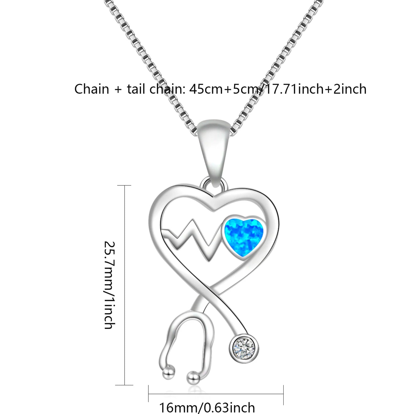 TikTok INS Wind Hawaii Beach Explosion Copper Opal Stethoscope Necklace Women's Party Wholesale Inlaid Charms Chains