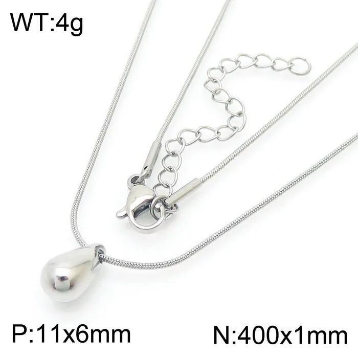 REBEL High-quality Fashion Chubby Water Drop Stainless Steel Hollow Earrings Necklace Charm Temperament Jewelry Set