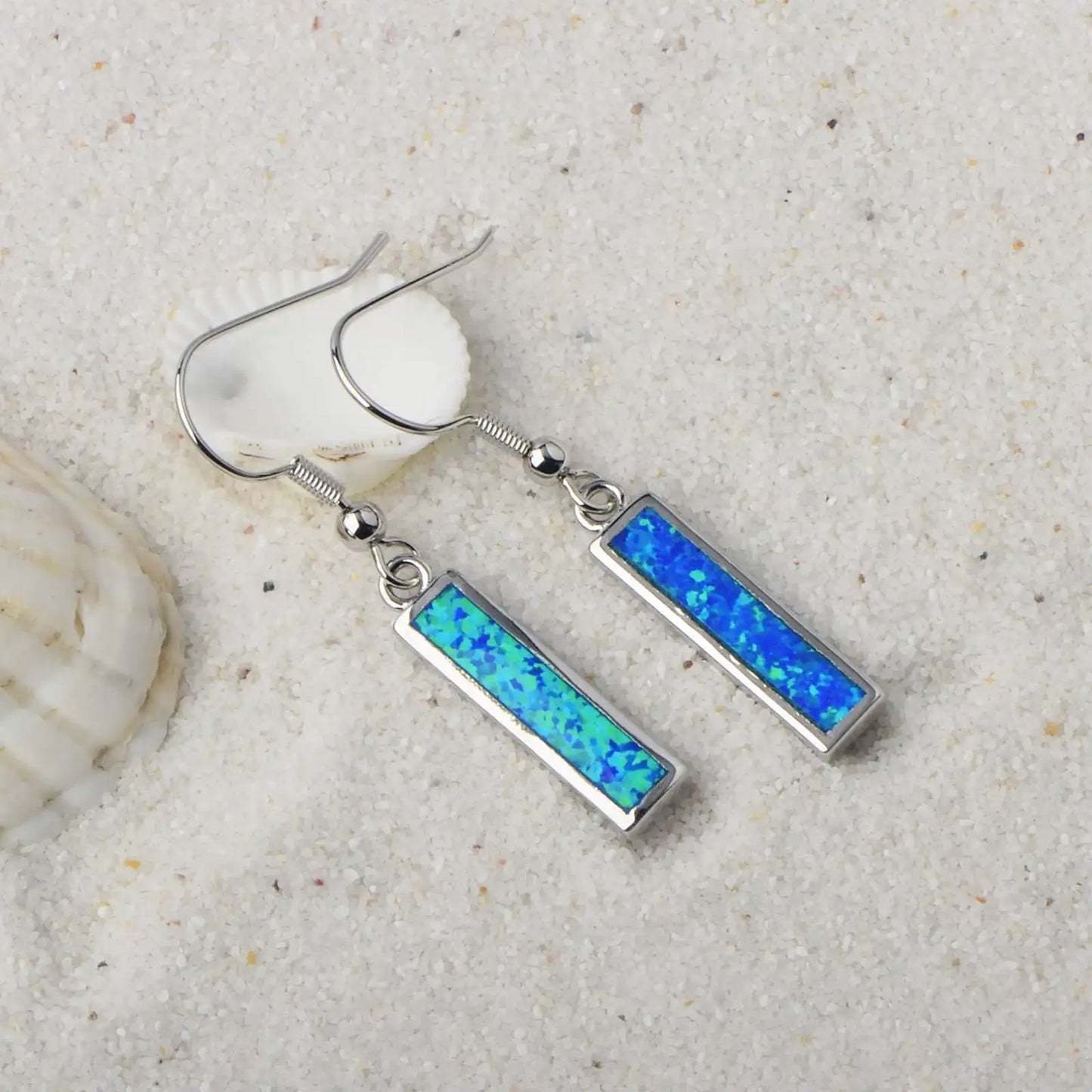 TikTok Viral Brass Geometric Ocean Opal Christian Earrings Exclusive for Beach Girls