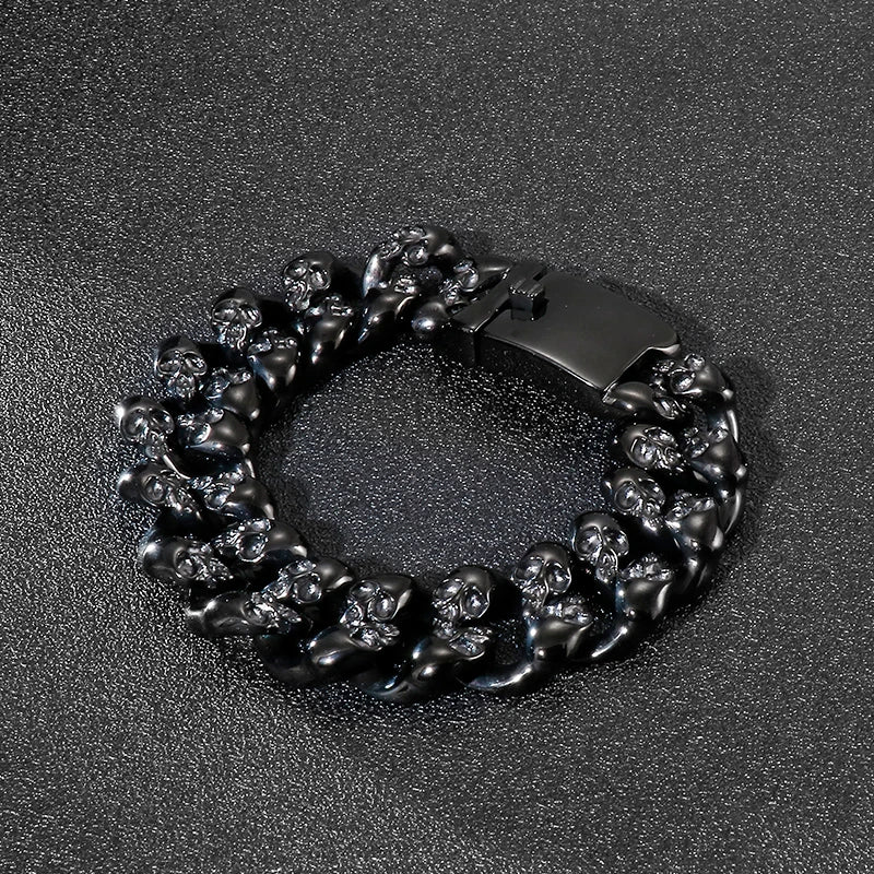 KALEN Punk Fine Fashion Jewelry Bracelets Stainless Steel Men Skull Links Bracelets Bangle