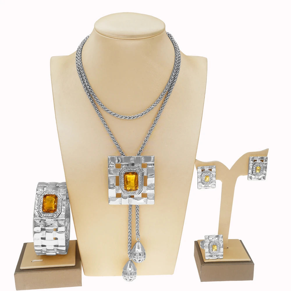 Zhuerrui Good Quality Women's Jewelry Set Luxury Italian Gold Jewelry Design Jewelry Sets Wedding Party Birthday Gifts HA0016