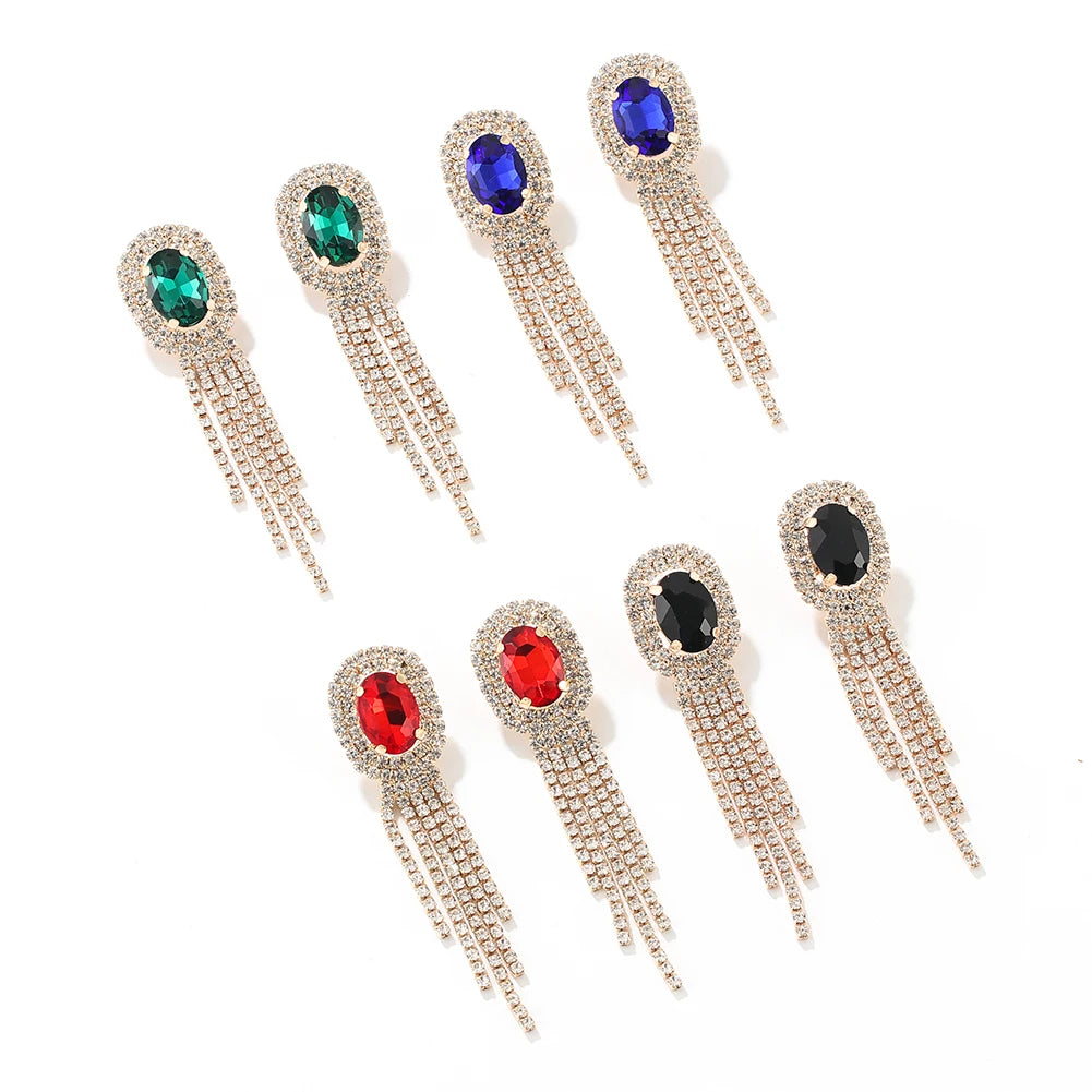 Classic Colorful Crystal Jewelry Micro Pave CZ Stones Sparkling Brass Earrings for Women for Parties and Gifts