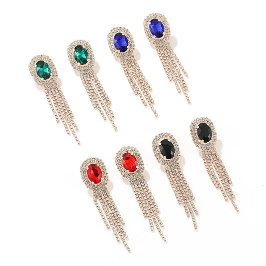 Classic Colorful Crystal Jewelry Micro Pave CZ Stones Sparkling Brass Earrings for Women for Parties and Gifts