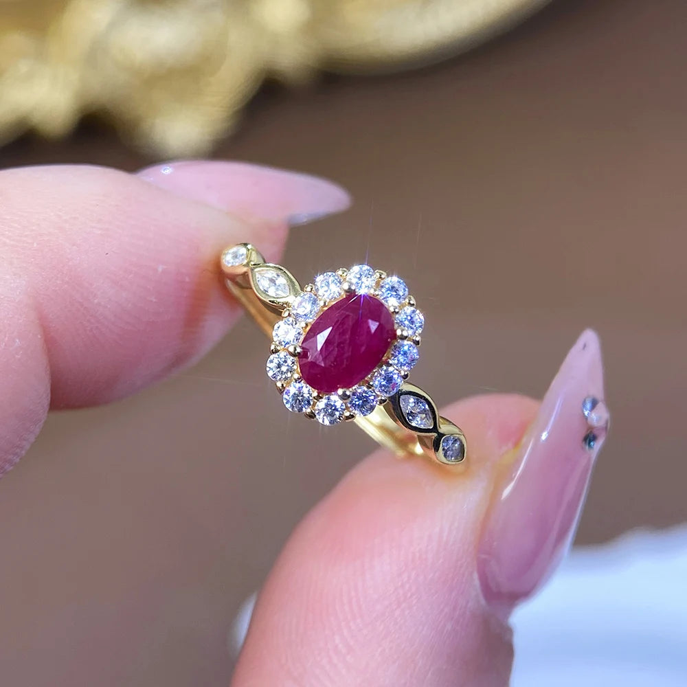 Gioiellieri 925 Sterling Silver Rhodium Plated Gemstone Ring Natural Ruby Prong Set Certified Engagement Anniversary Gift Parties Everyday