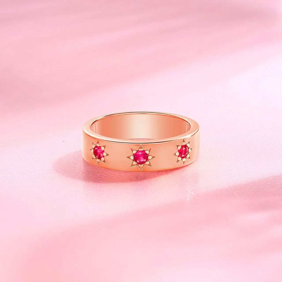 S&S 925 Silver Red Corundum Jewellery Set | Rose Gold Plated | Ring, Necklace & Earrings | GRA Certified