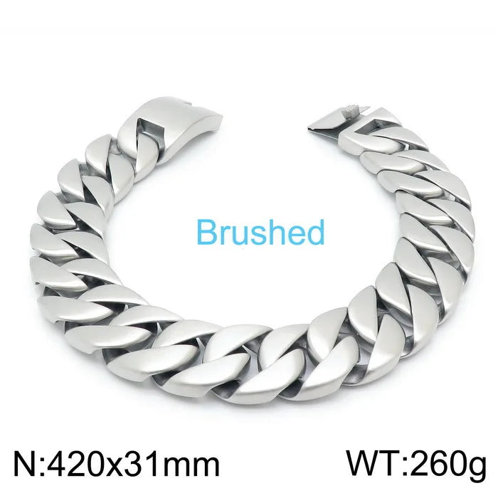S&S European American Hip-Hop Fashion Coarse Cuban Chain Necklace Men Women 316L Stainless Steel Bracelet