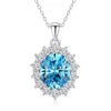 925 Sterling Silver Classic Square Blue Zircon Pendant Necklace | Luxury Blue Stone Clavicle Chain Birthday Gift for Women