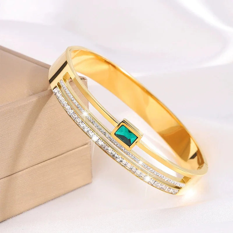 REBEL Stainless Inoxydable Stainless Steel 18K Gold Plated Roman Women Fashion Jewelry Bracelets Bangles