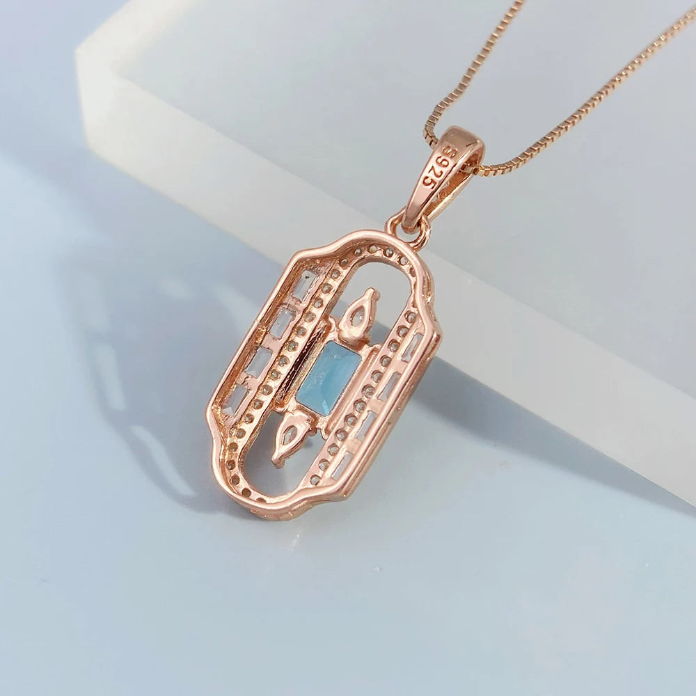 Gioiellieri Real Swiss Blue Topaz Pendant with 925 Sterling Silver for Women Natural Blue Gemstone December Birthstone Fine Jewelry Modern