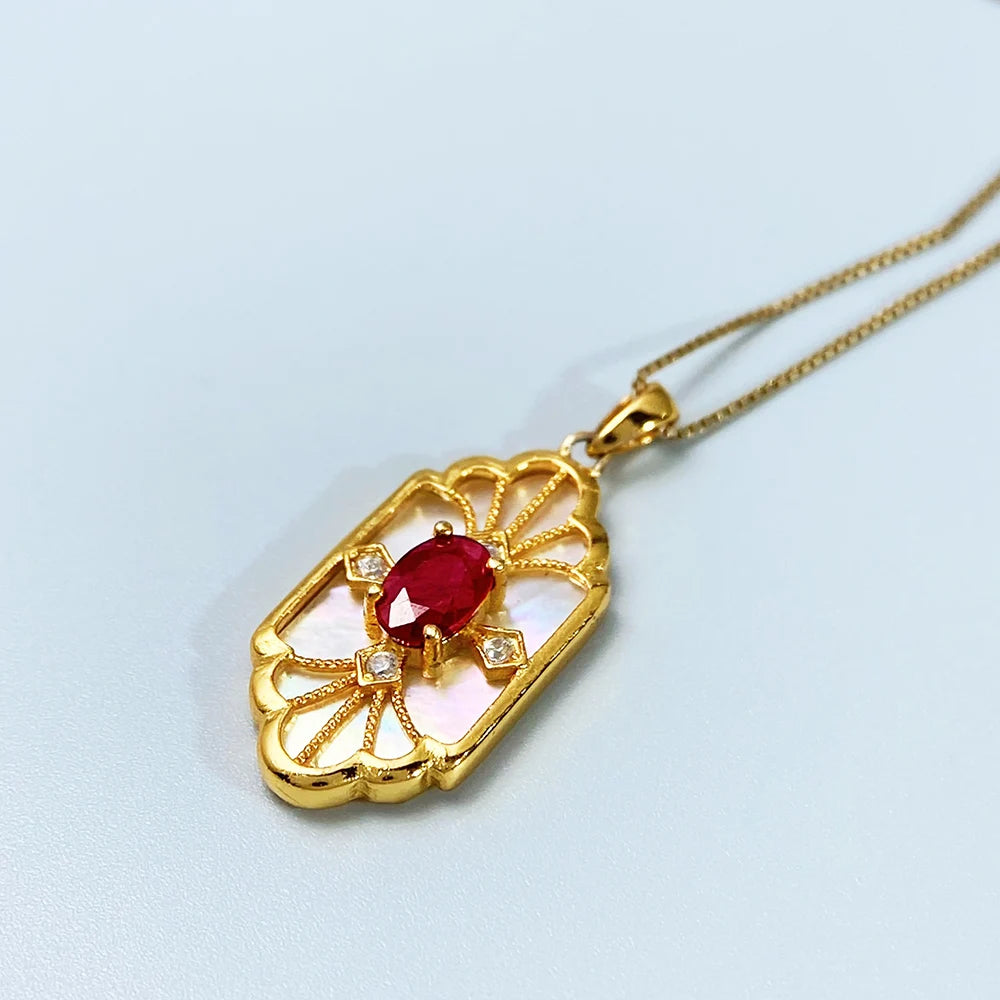 Gioiellieri Vintage Ruby Pendant with Natural Red Gemstone for Women 925 Sterling Silver July Birthstone Fine Jewelry Handmade Luxury Gift