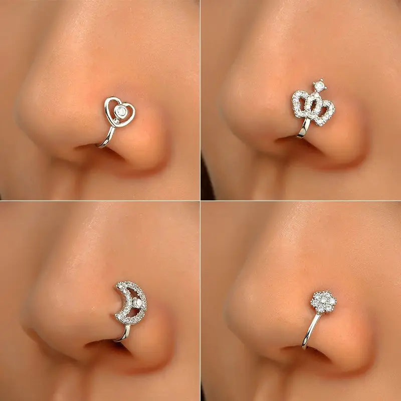 S&S Letter Zircon Non-Piercing Nose Clip Stud | A–Z | Gold & Silver
