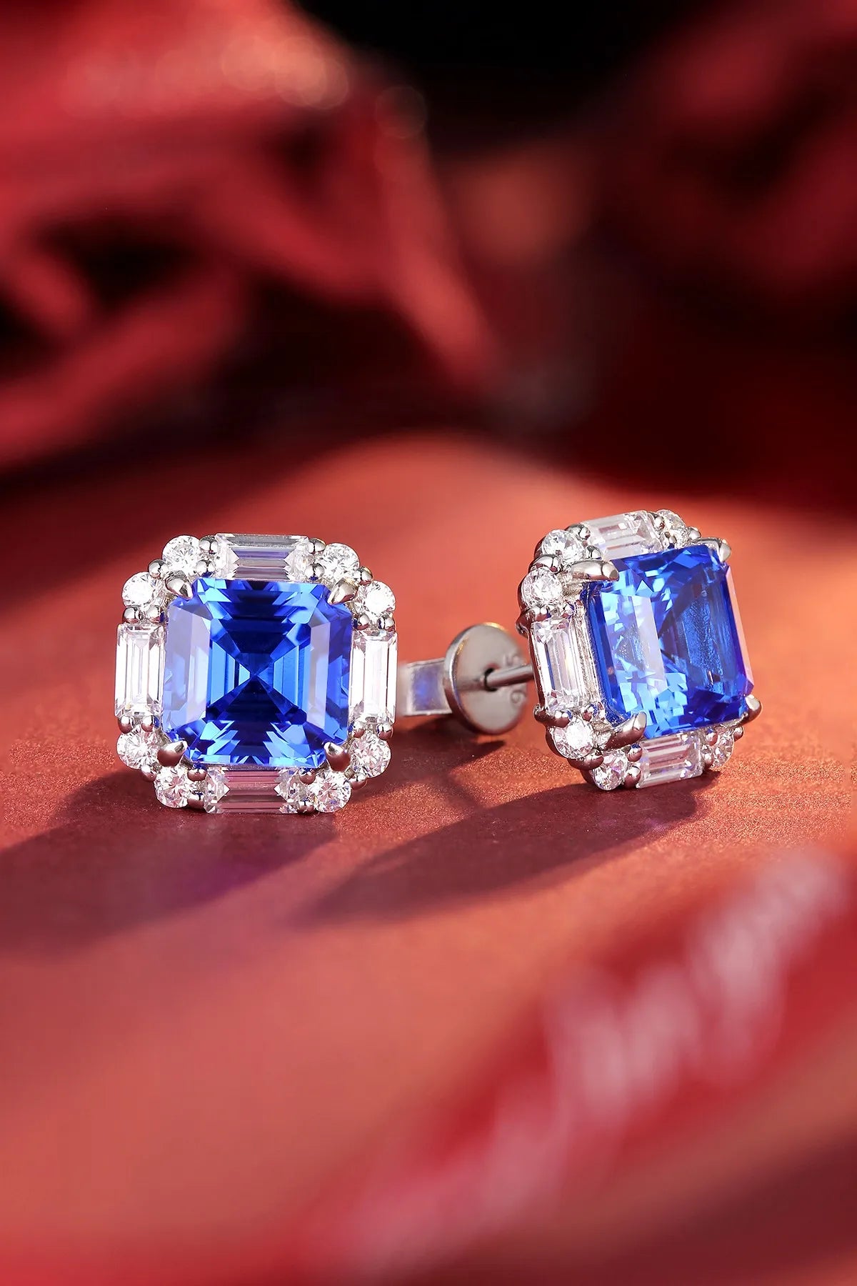 Gemfiori Anster High Quality S925 Lab Grown Cobalt Spinel Earring Stud Dainty Gemstone Stud Earrings for Women Daily Wear Gift