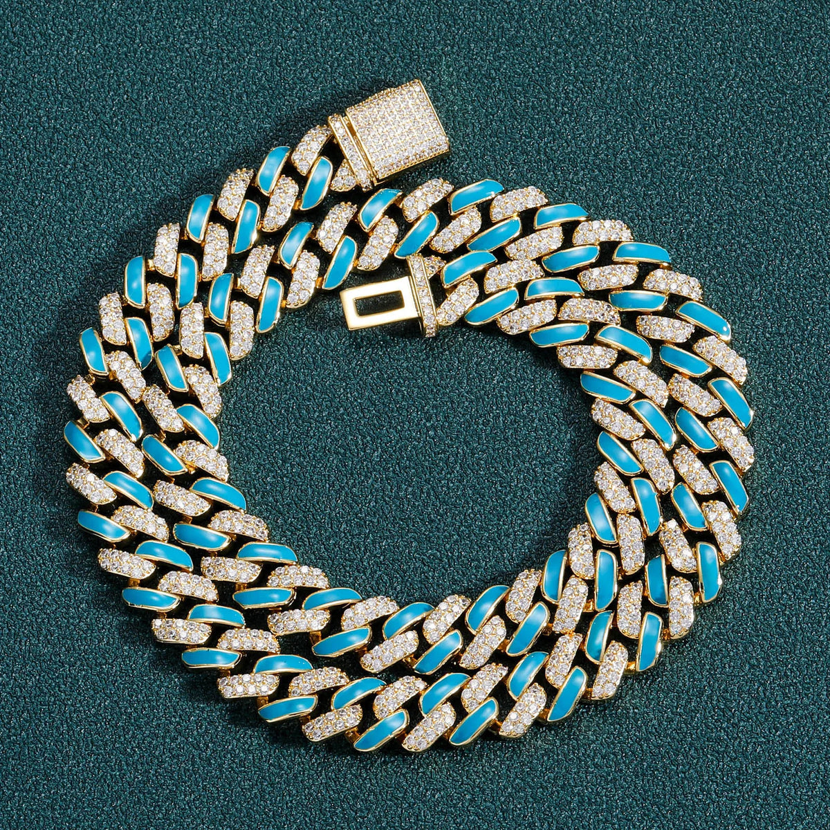 New Bracelets Colorful Rainbow Jewelry Stacked 12mm 5a Cubic Zirconia Cuban Link Chain Cz 5mm 20 Inch Necklace with Zircon