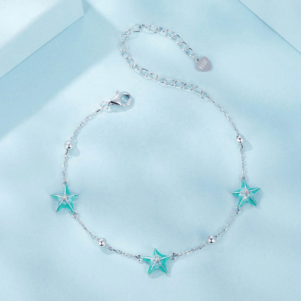 925 Sterling Silver Fashion Jewelry Set Fine Jewelry Making Custom Wholesale Vintage Starfish Teal Bracelet Earrings Jewelry Set