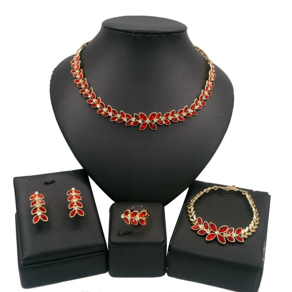 Zhuerrui XOXO New Design Hot Selling Dubai Bridal Pendant Chain Jewelry Necklace Fashion Wedding Accessories Jewelry Set HA0026