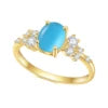 Gemfiori Abiding Classic Design 925 Silver Yellow Gold Plated Turquoise Rings Stacking Synthetic Gemstone Turquoise Ring in Stock