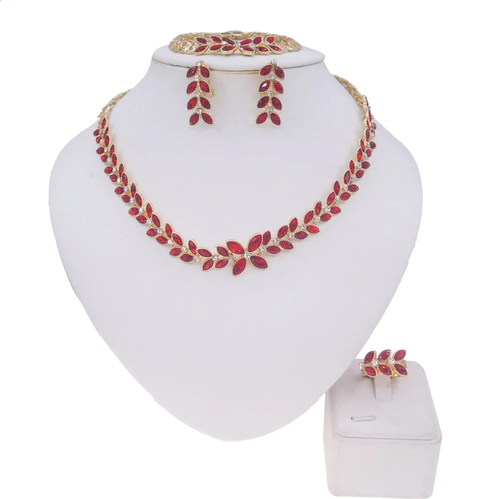 Zhuerrui XOXO New Design Hot Selling Dubai Bridal Pendant Chain Jewelry Necklace Fashion Wedding Accessories Jewelry Set HA0026