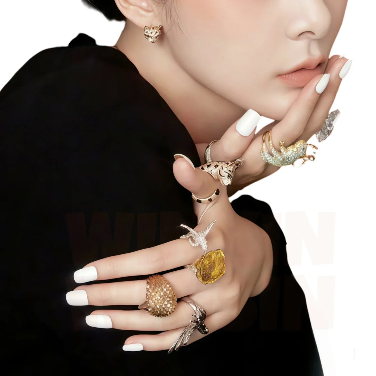 MUSHAN Jewelry Factory Designer Gemstones Jewelry 925 Sterling Silver Rings Woman 18k Gold Plating Leopard Fuzzy Cat Ring Party