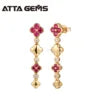 ATTA Luxury Clover Fine Jewelry Set in 925 Sterling Silver with Lab Created Sapphire Gold Plated Necklace Earrings Ring Set
