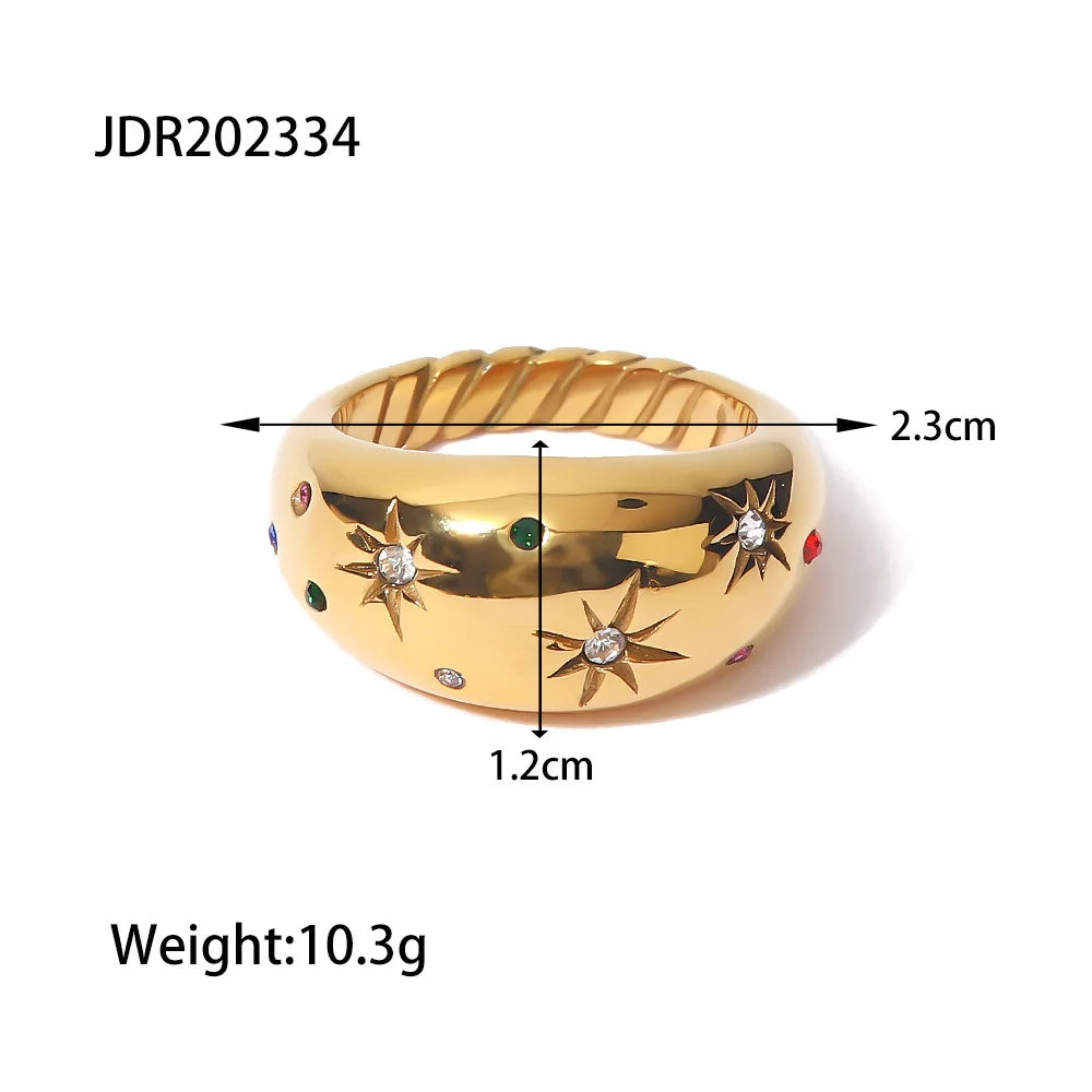 S&S Zircon Geometric Statement Ring | 18K Gold Plated | S&S