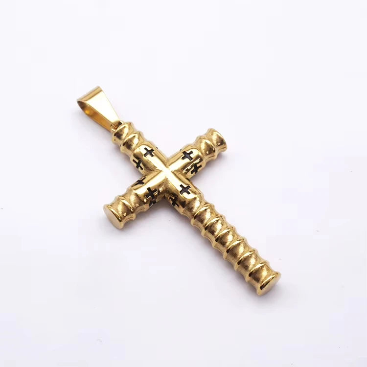 Religious Threaded Cross Non Anti Tarnish Free Waterproof Stainless Steel Pendant Fashion Jewelry Necklace Men Wholesale