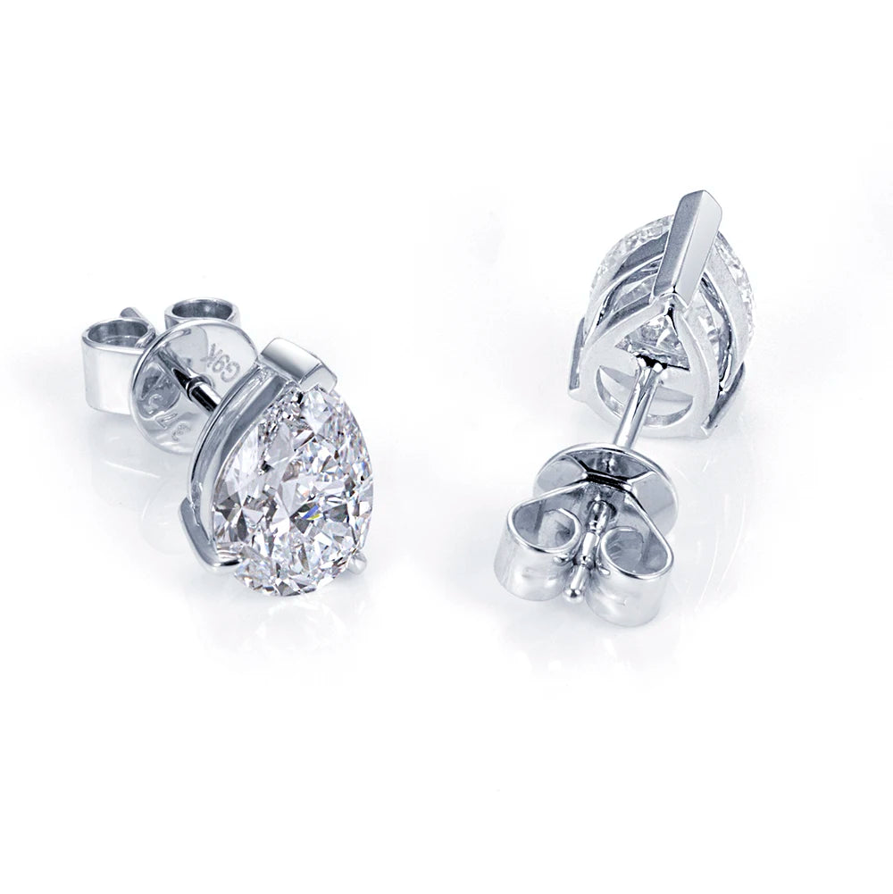 Gemfiori MSE-513 9K Solid Gold With 1ct Loose Lab Grown Diamond Pear Cut Solitaire Earring Hop Sale Gold Gemfiori Price
