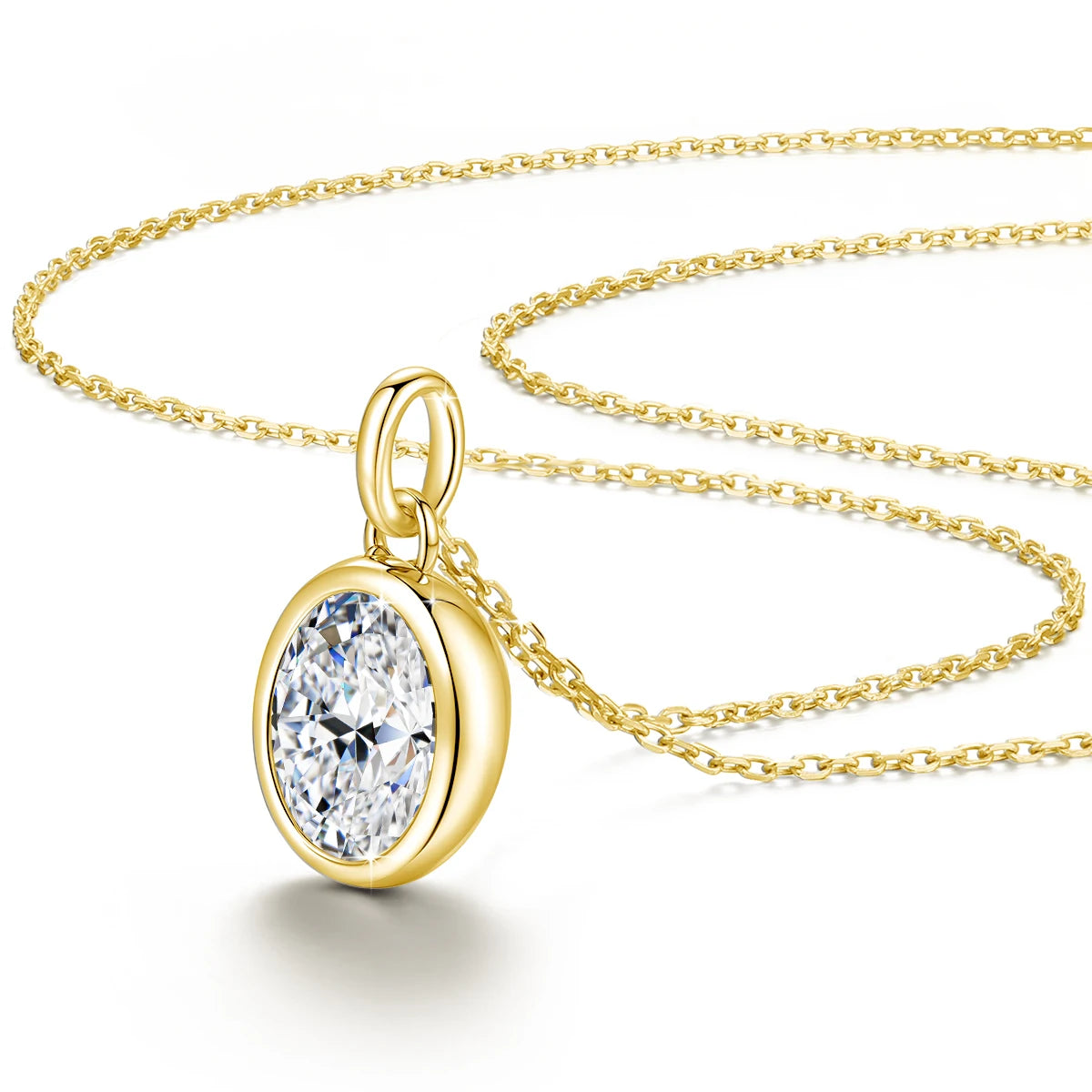 Gioiellieri AU585 14K Gold Pendant Oval 1ct 2ct 3ct Moissanite Diamond Pendant Luxury Jewelry Women Engagement Daily Wear